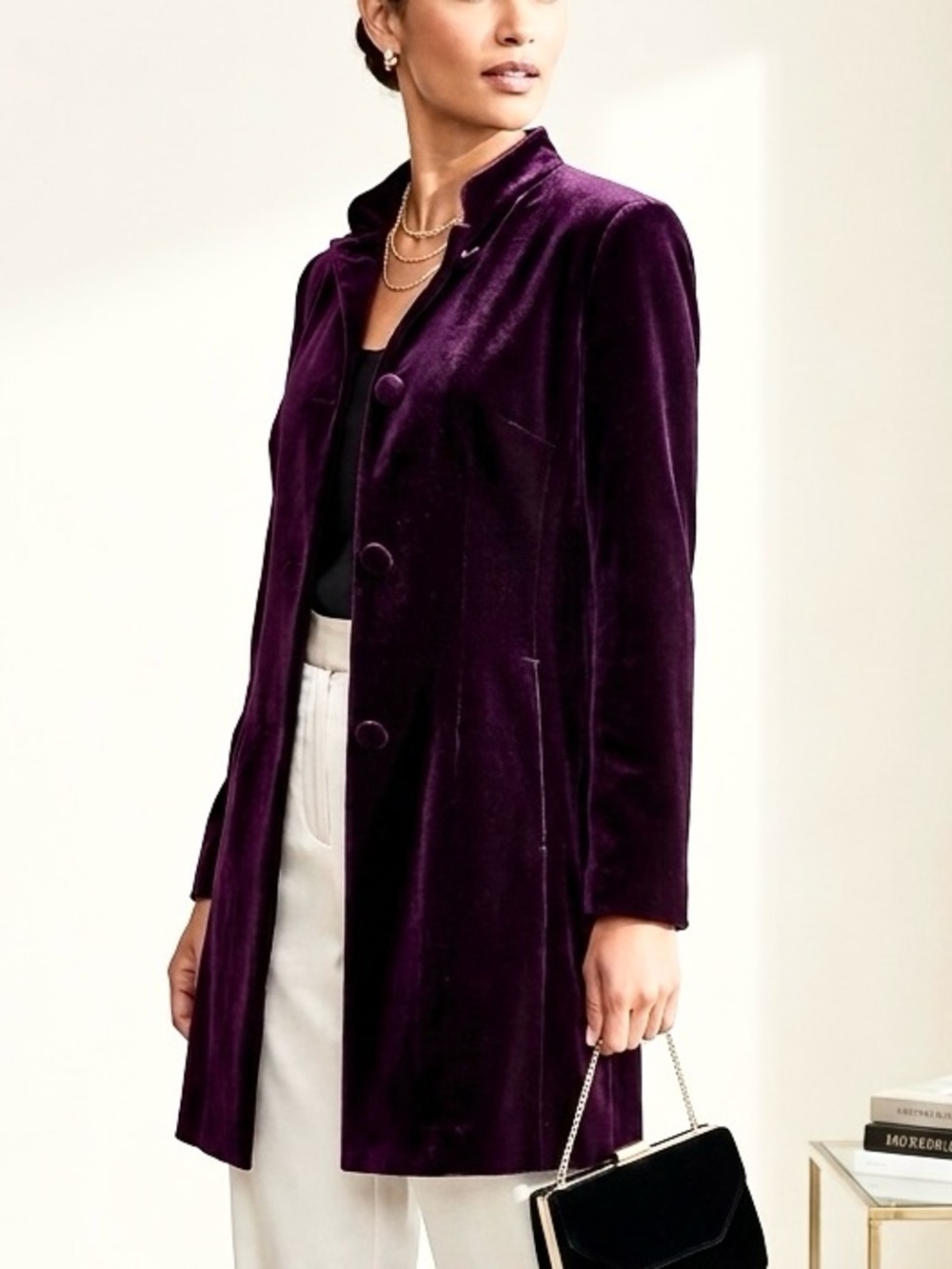 VTG Deep Plum Velvet Mandarin Collar Jacket Shanghai Tailored  Dark Academia M/L